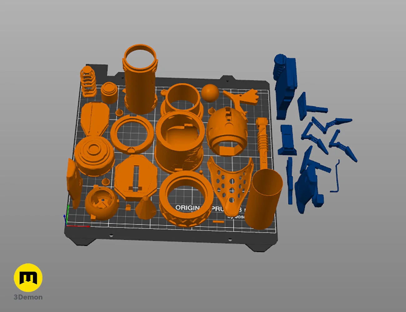 3D model of Jinx's pistol in slicer software showing printing supports – Jinx Arcane S2 Pistol 3D print | 3Demon