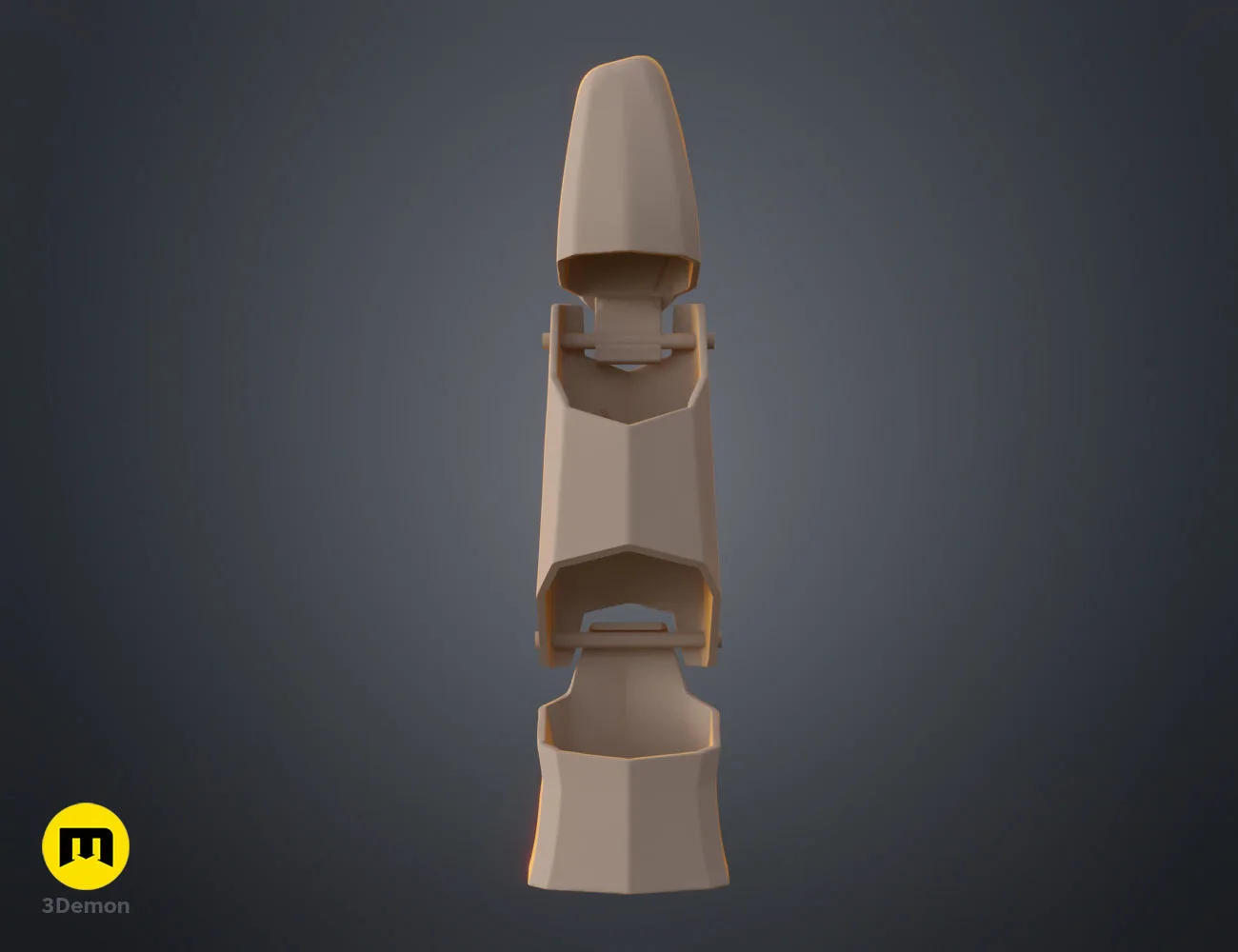 Vertical 3D render of the assembled Jinx finger armor – Jinx Finger from Arcane 3D print | 3Demon
