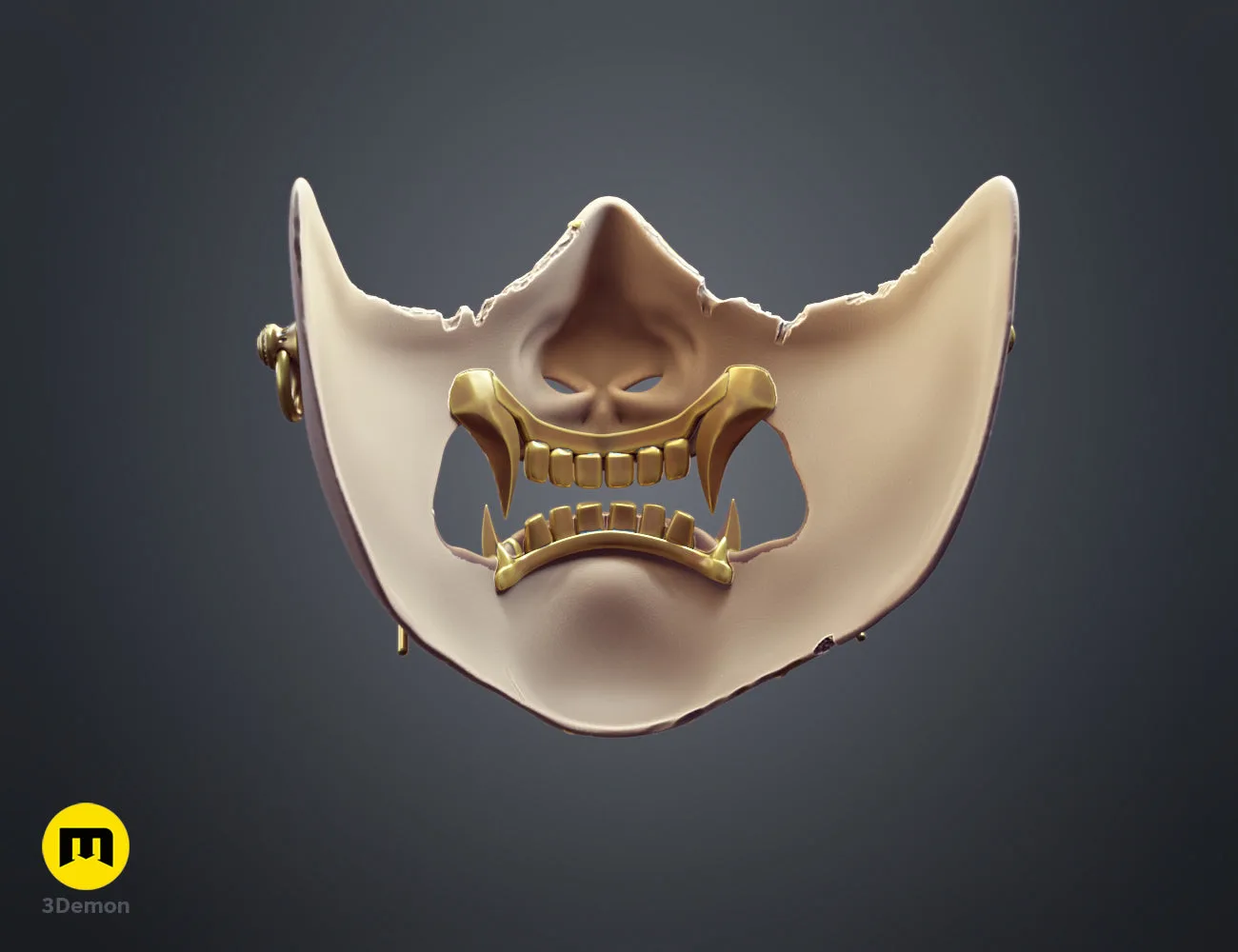 Render showing the interior details and attachment mechanism of the Ghost of Yotei samurai mask – Ghost of Yotei Samurai Mask 3D print | 3Demon