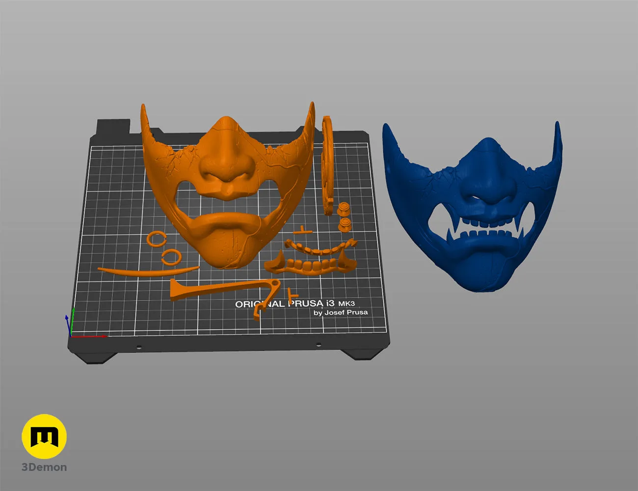 Screenshot of the Ghost of Yotei samurai mask 3D model in Bambu Studio slicer software – Ghost of Yotei Samurai Mask 3D print | 3Demon