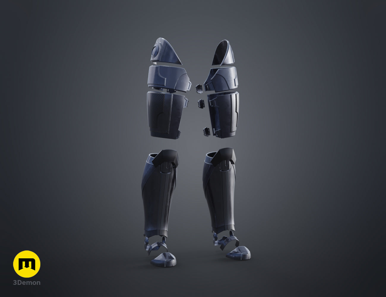 Painted 3D render of the N7 male Shepard back armor plate from Mass Effect, 3D print STL