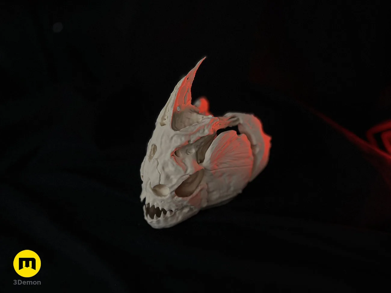 Photo of Piranha Skull (Pygocentrus Nattereri) printed parts on print bed before assembly
