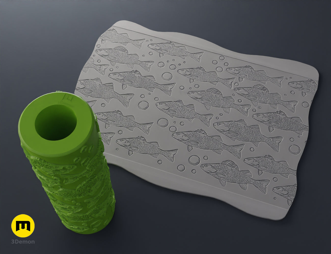 Leaf-themed 3D printed texture roller STL file for nature-inspired custom texture projects