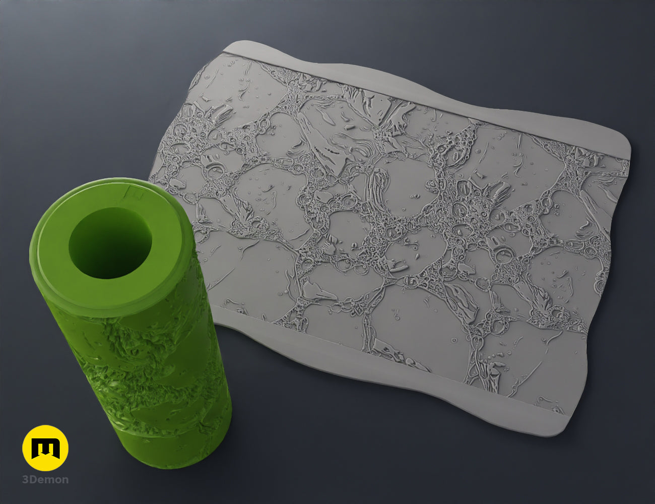 Organic root nature pattern 3D print texture roller STL model for realistic textures on clay