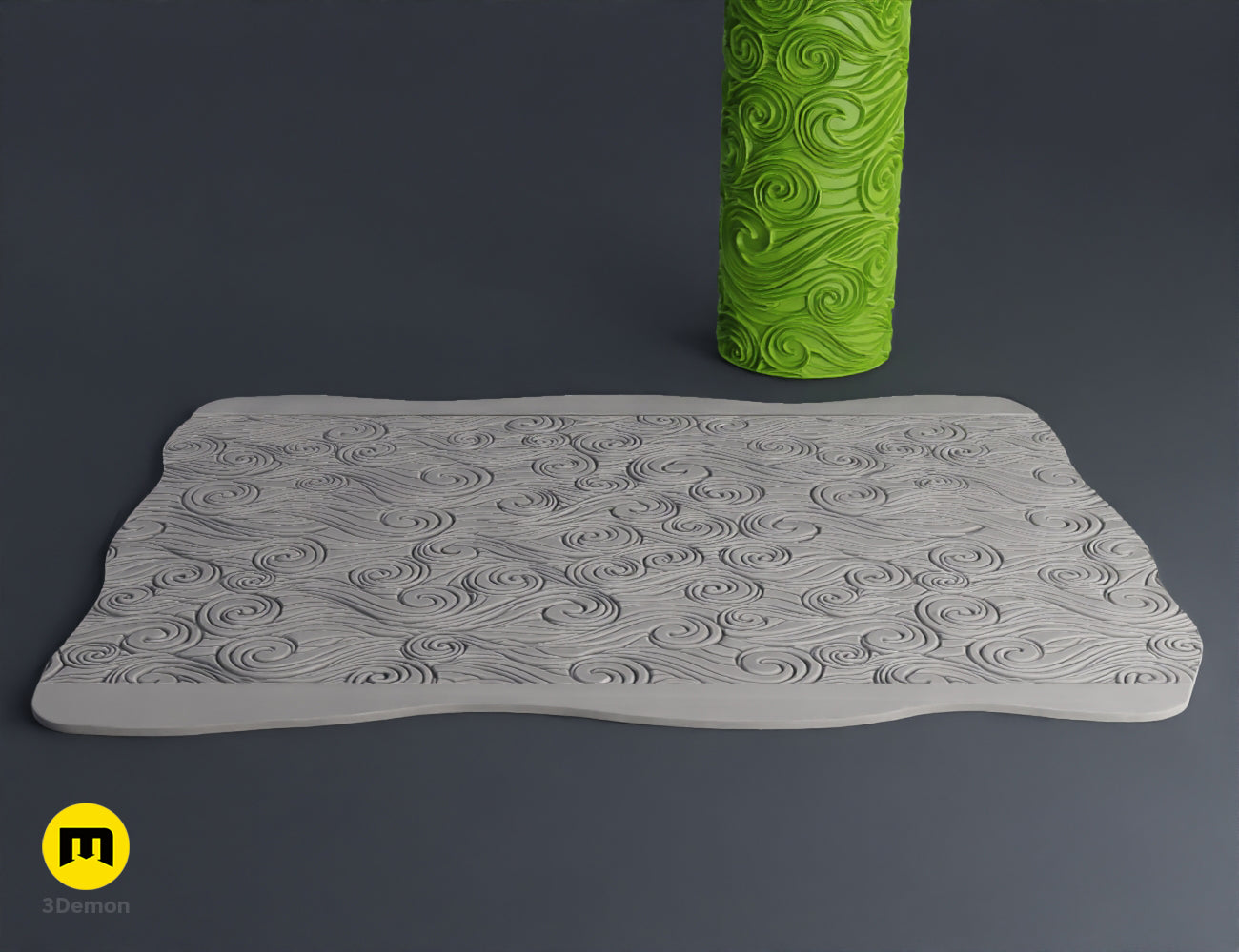 Floral nature pattern 3D print texture roller STL file for detailed textures on craft materials