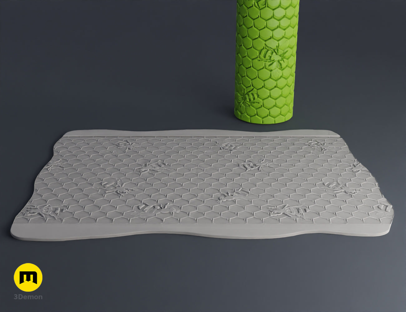 Honeycomb pattern 3D print texture roller STL model for beehive textures on clay and foam