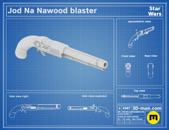 Jod Skeleton Crew blaster — 3D printable STL model