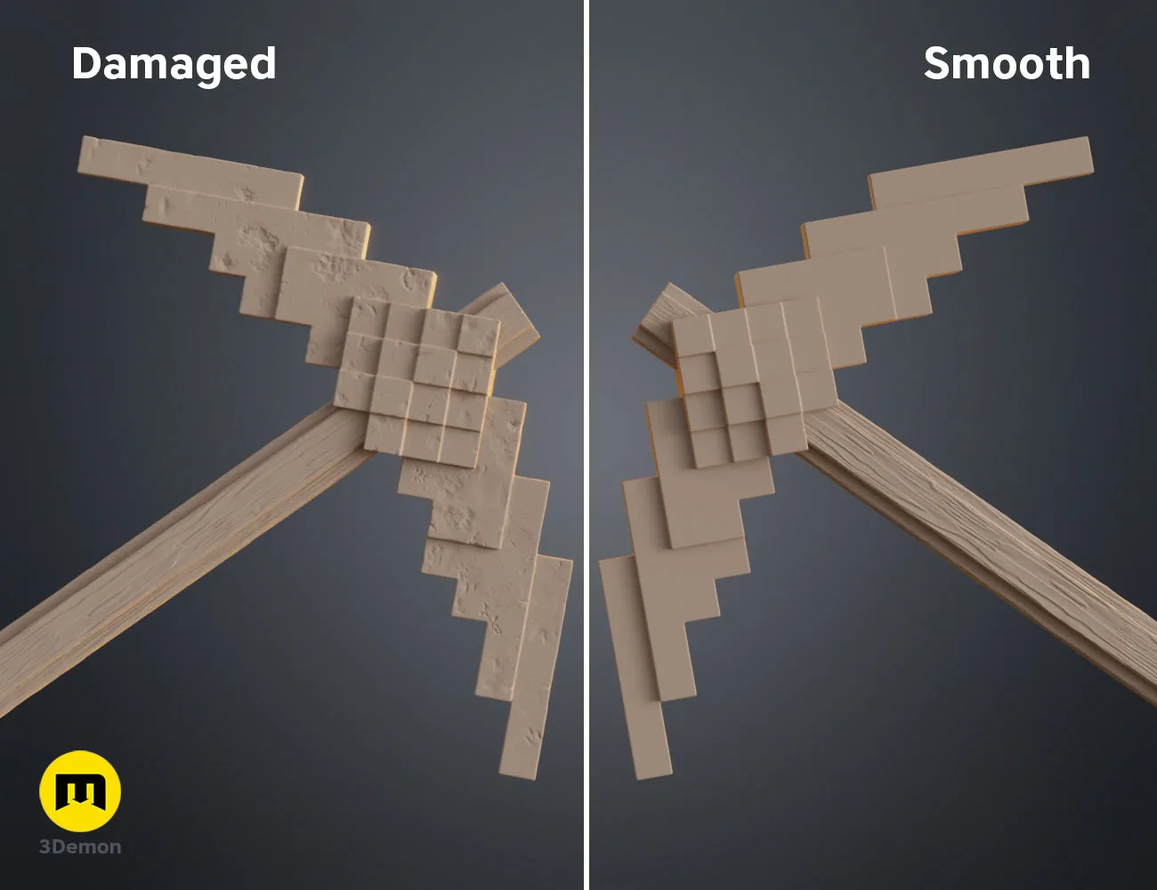 3D printing slicer software view showing individual parts of the Minecraft Movie Pickaxe