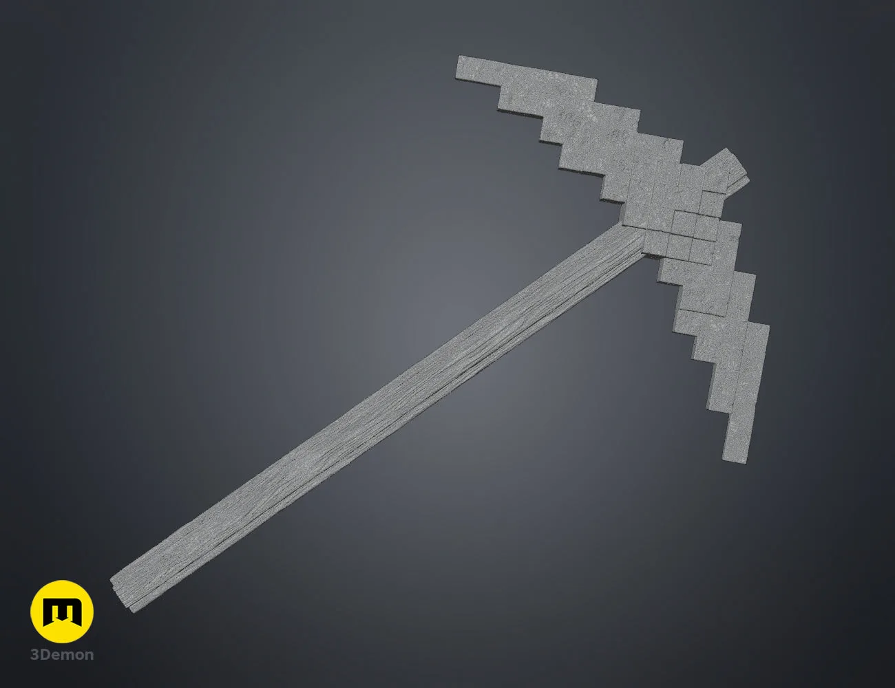 Detailed 3D digital mesh of the Minecraft Movie Diamond Pickaxe prop for 3D printing