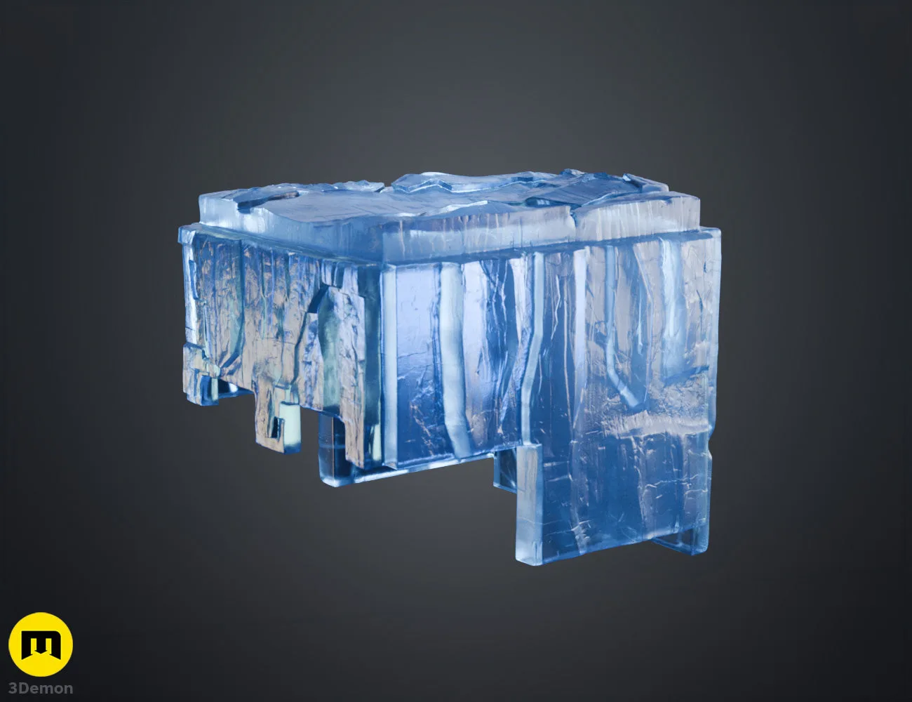 Bottom-up colored render of Minecraft Movie diamond helmet interior showing hollow inner cavity with light diffusion structure where IKEA lamp cord is inserted for illumination