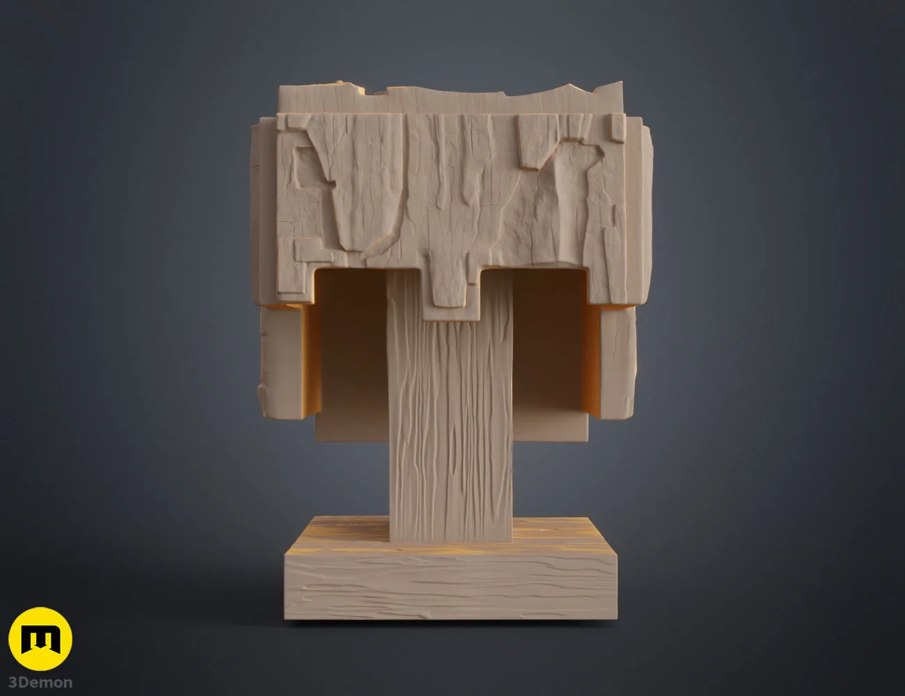 Close-up clay render of Minecraft Movie helmet outer surface in neutral grey highlighting depth of recessed cubic pixel blocks and precise geometry without color