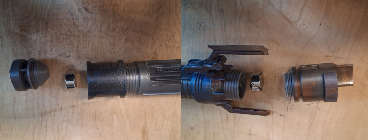 3D printed magnetic lightsaber gravity stand – Install Magnets in the Lightsaber