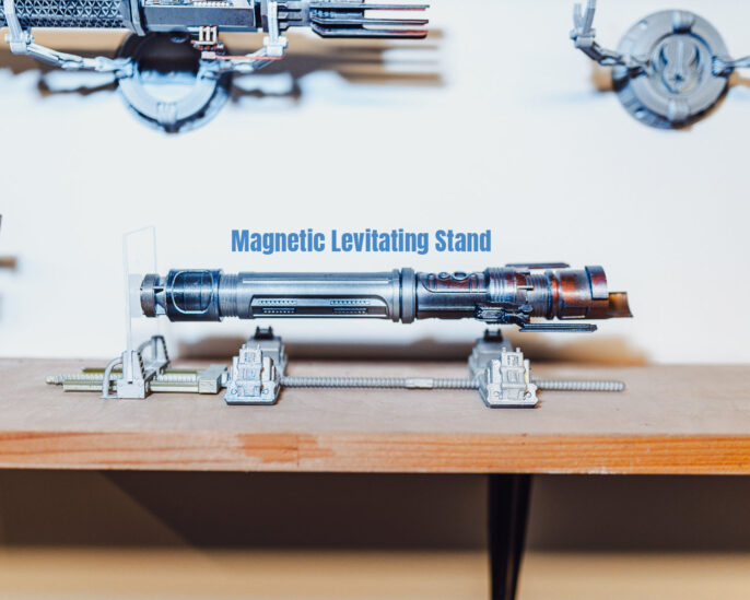 3D printed magnetic lightsaber gravity stand – finished build