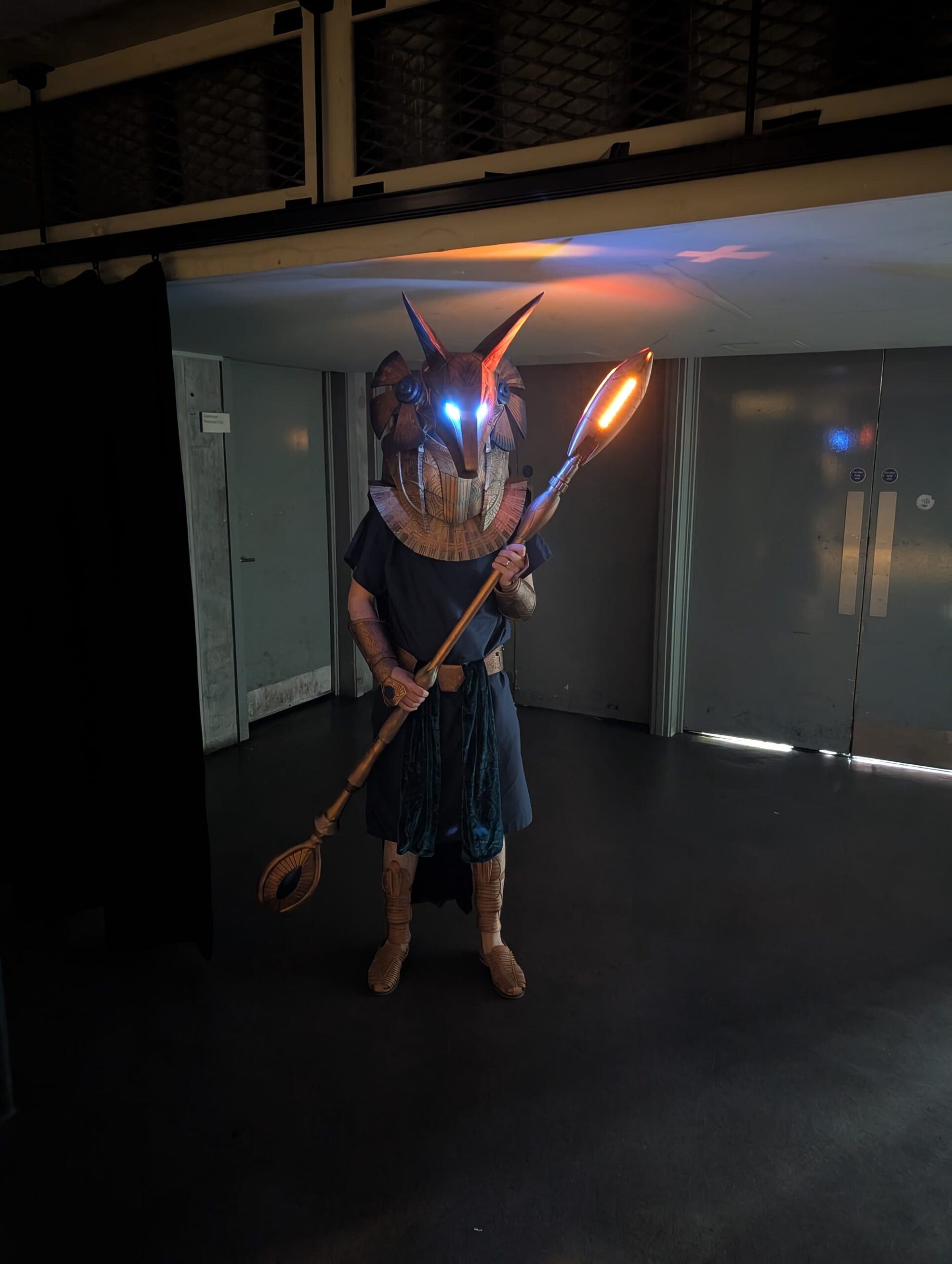 3D printed Stargate Anubis guard costume with helmet and Jaffa staff – Liverpool Comic Con, May 2026, step photo 2