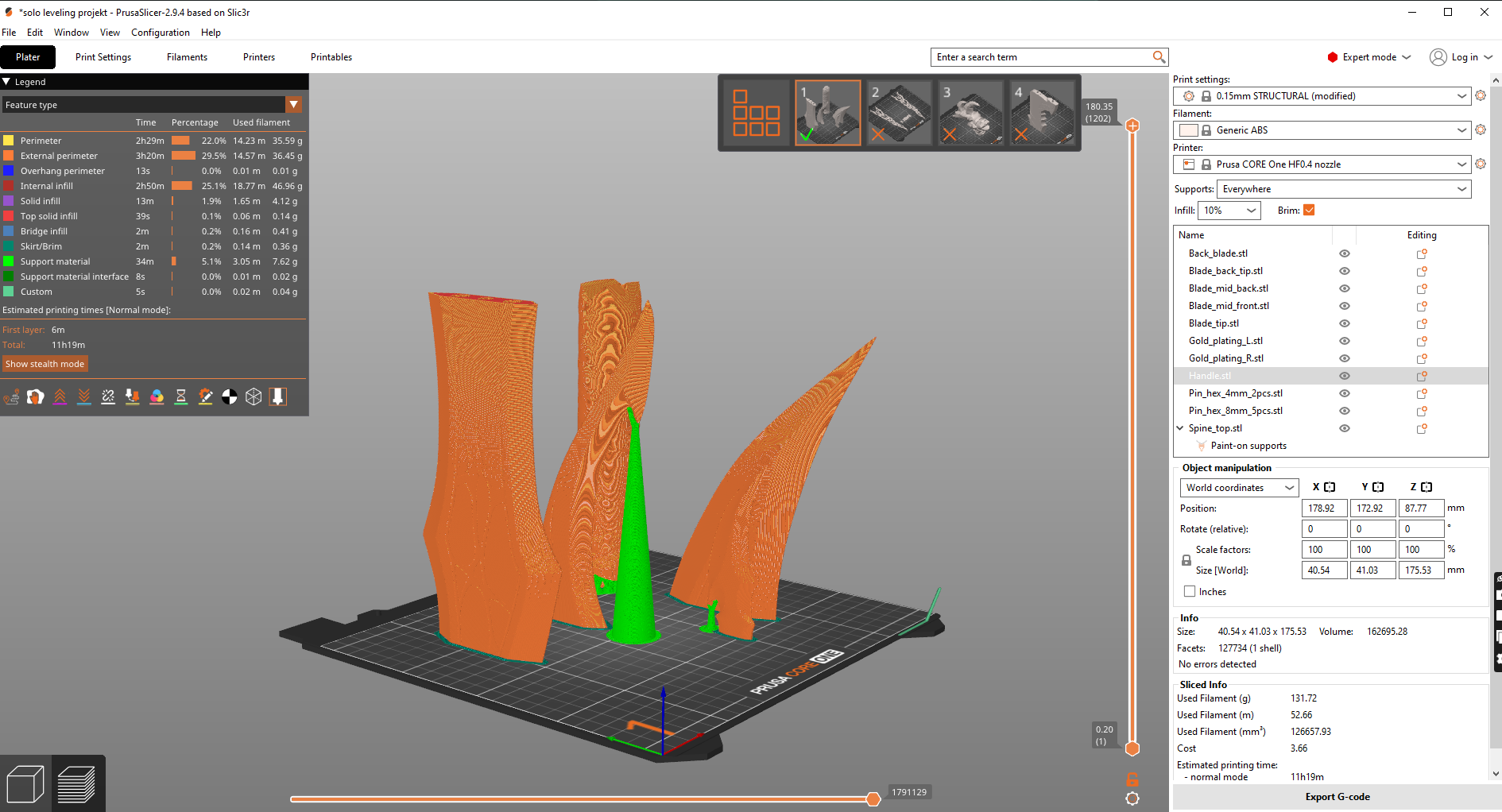 3D printed Kasaka's Venom Fang dagger from Solo Leveling – Preparing the Files in PrusaSlicer, step photo 2
