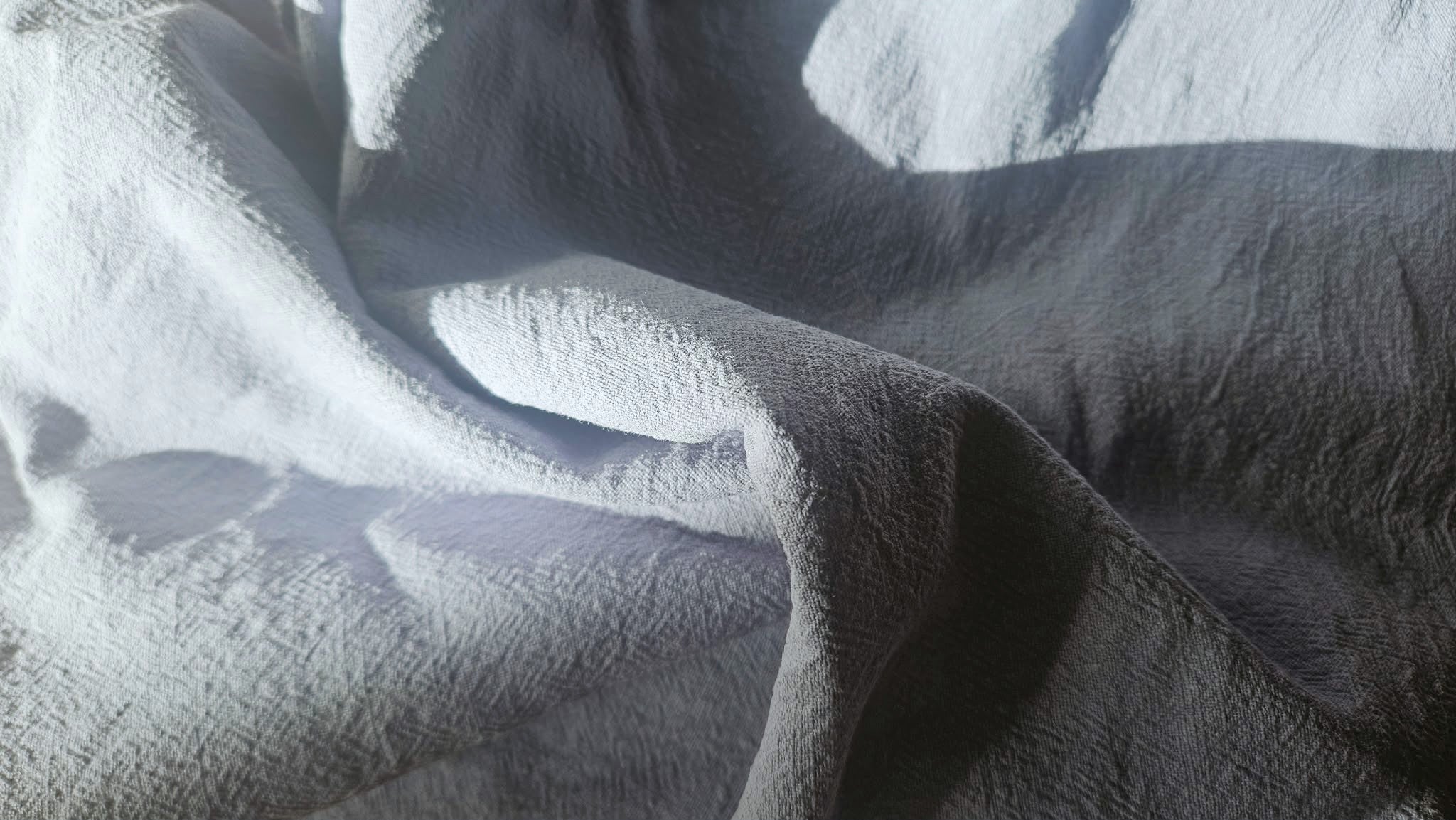 Light blue and grey linen fabrics chosen for the Éowyn costume