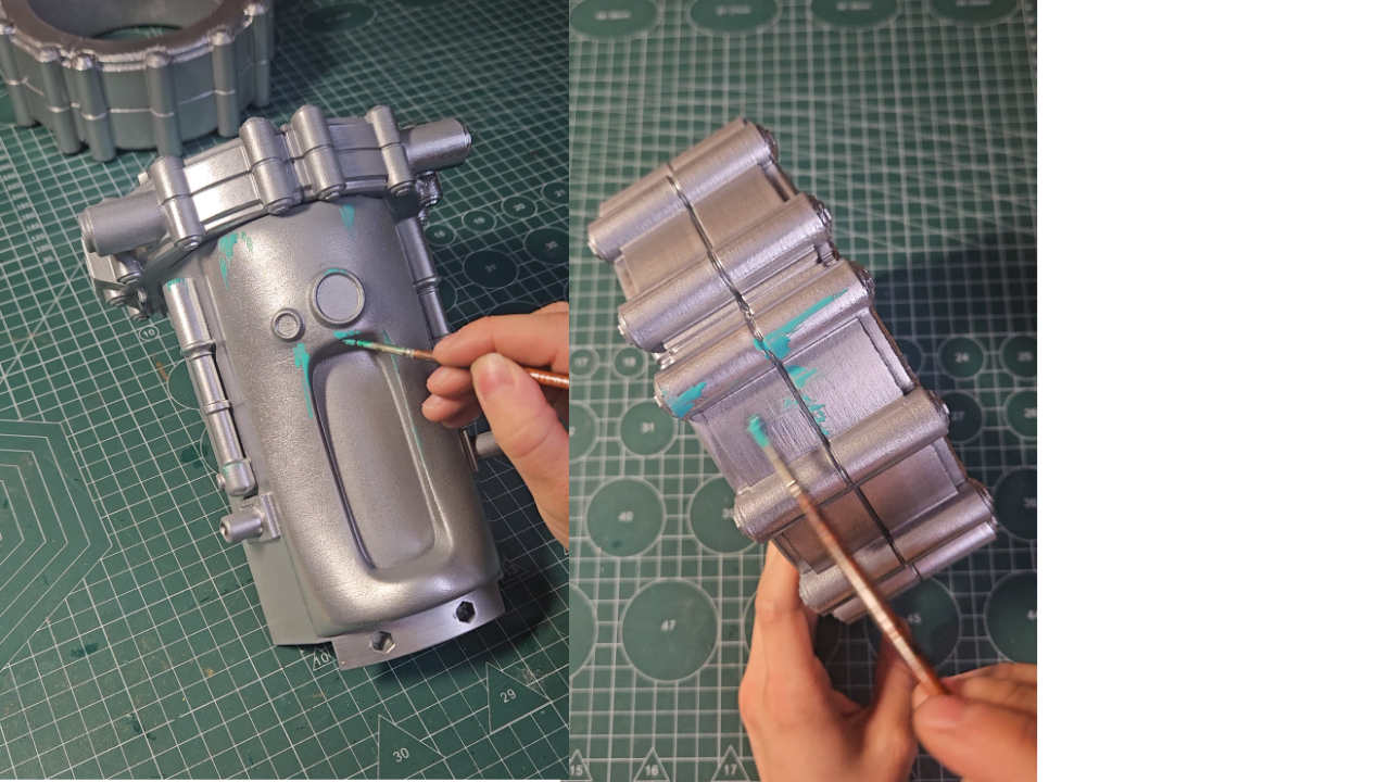 3D printed Lucy Power Fist cosplay prop from Fallout – Masking, step photo 3