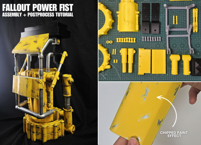 3D printed Lucy Power Fist cosplay prop from Fallout – finished build