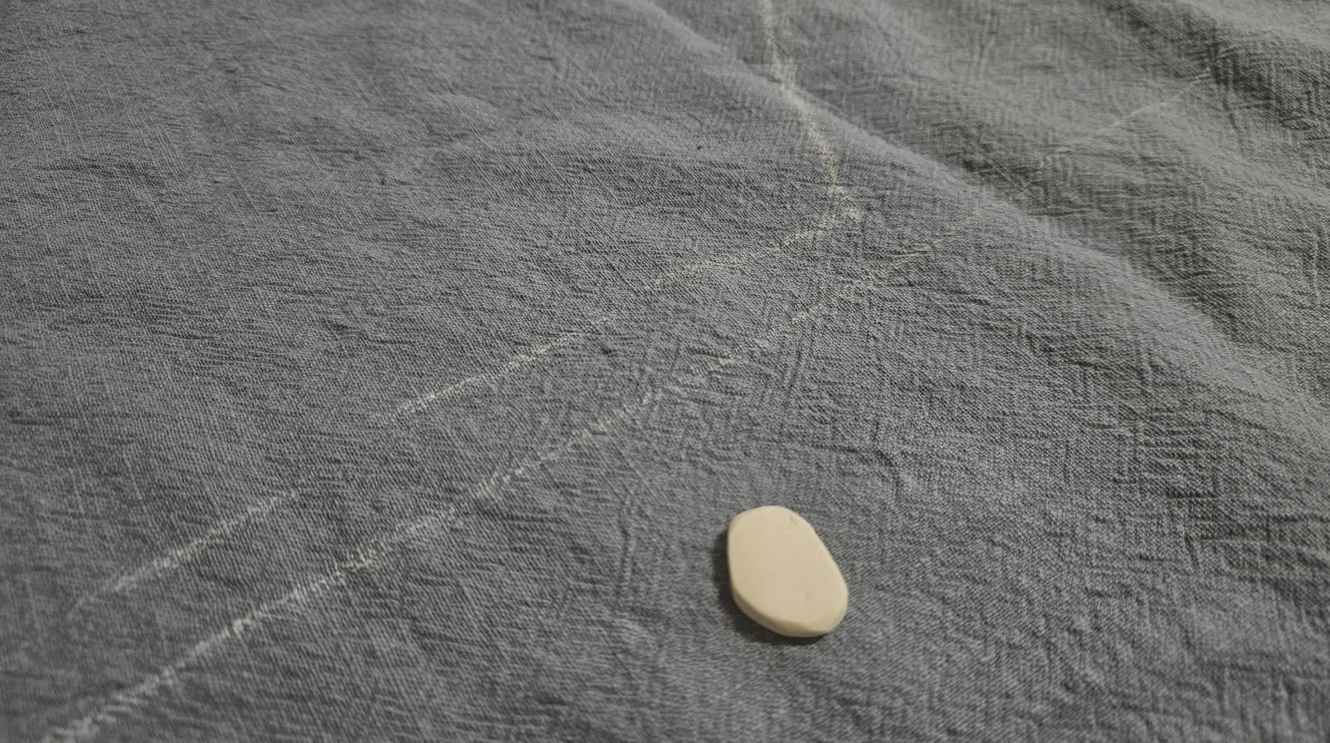 Dress pattern traced onto the linen with tailor's chalk