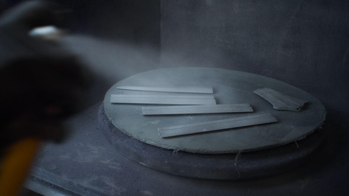 Spraying filler primer onto the 3D printed sword pommel