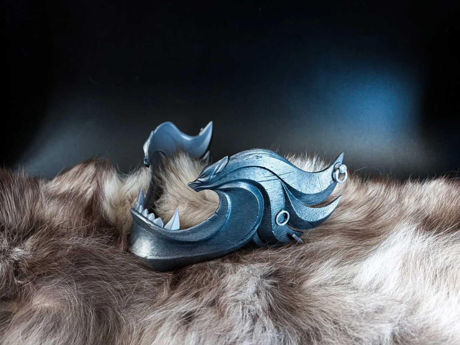3D printed Twin Wolves Mask from Ghost of Yotei samurai cosplay prop by 3Demon cover photo