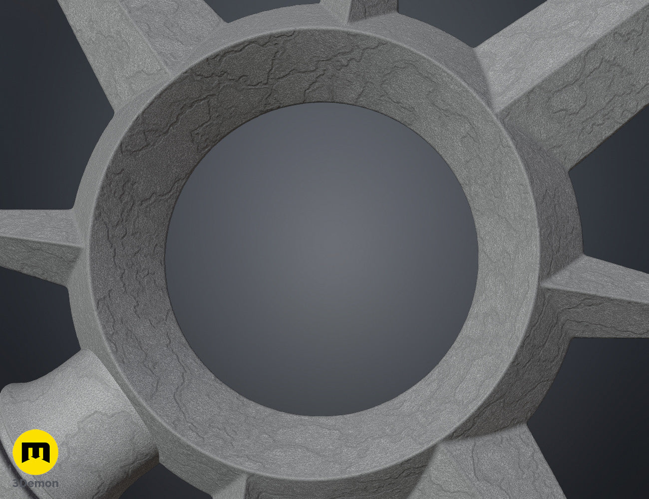 Wireframe mesh close-up of Lythienne Dark Enchantress Staff Lords of the Fallen middle vine section showing dense polygon flow of organic thorny wrap geometry