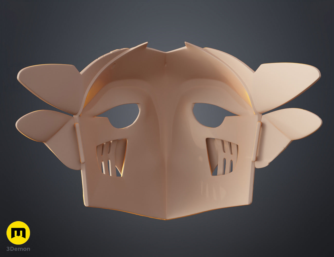 Clay render extreme close-up of Ekko Firelighter Mask Arcane forehead and eye area showing fine surface texture and sculpted crack depth detail