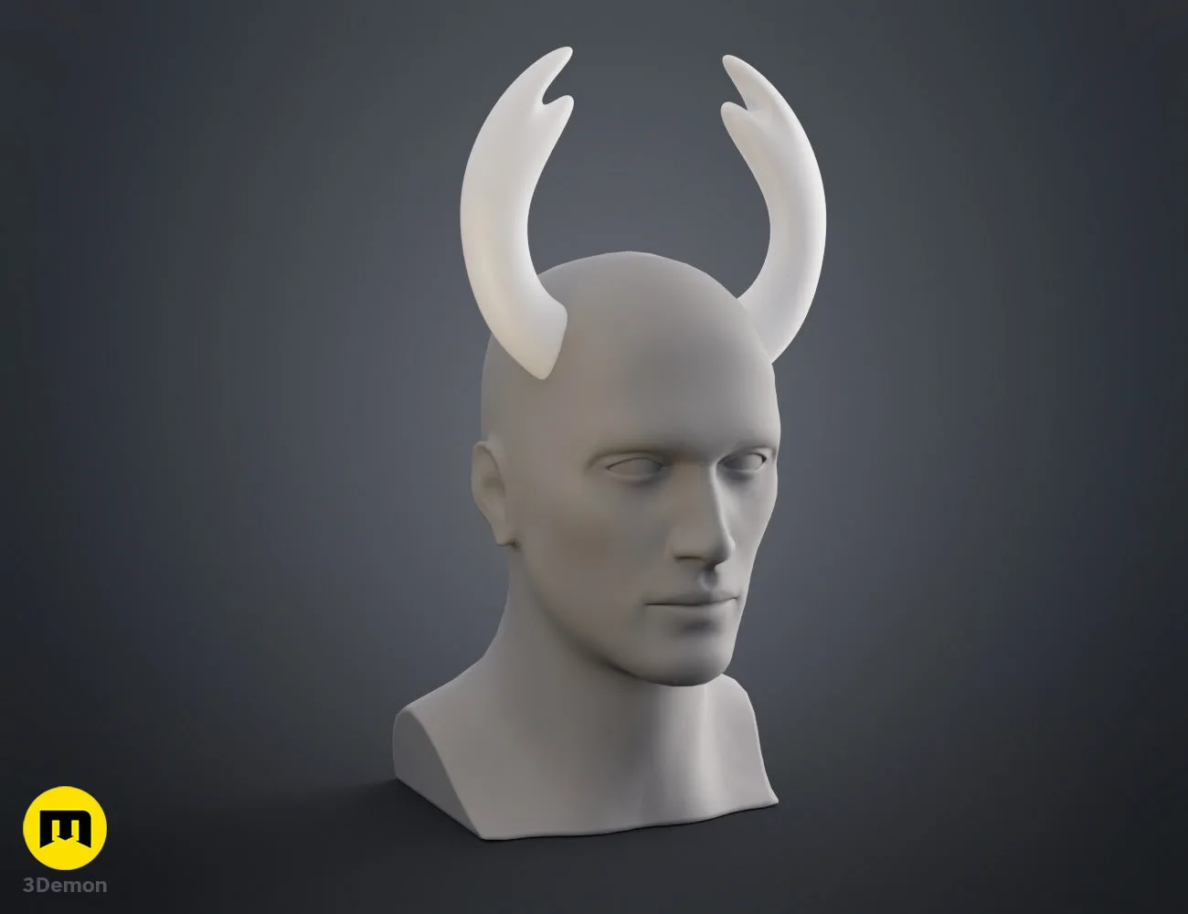 Painted 3D render of Hollow Knight Ghost cosplay horns headband grey model with color variant by 3Demon
