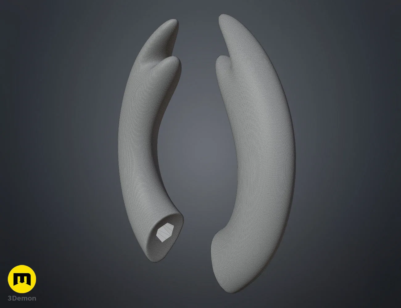 Wireframe mesh render of Hollow Knight Ghost Horns 3D model showing polygon topology by 3Demon
