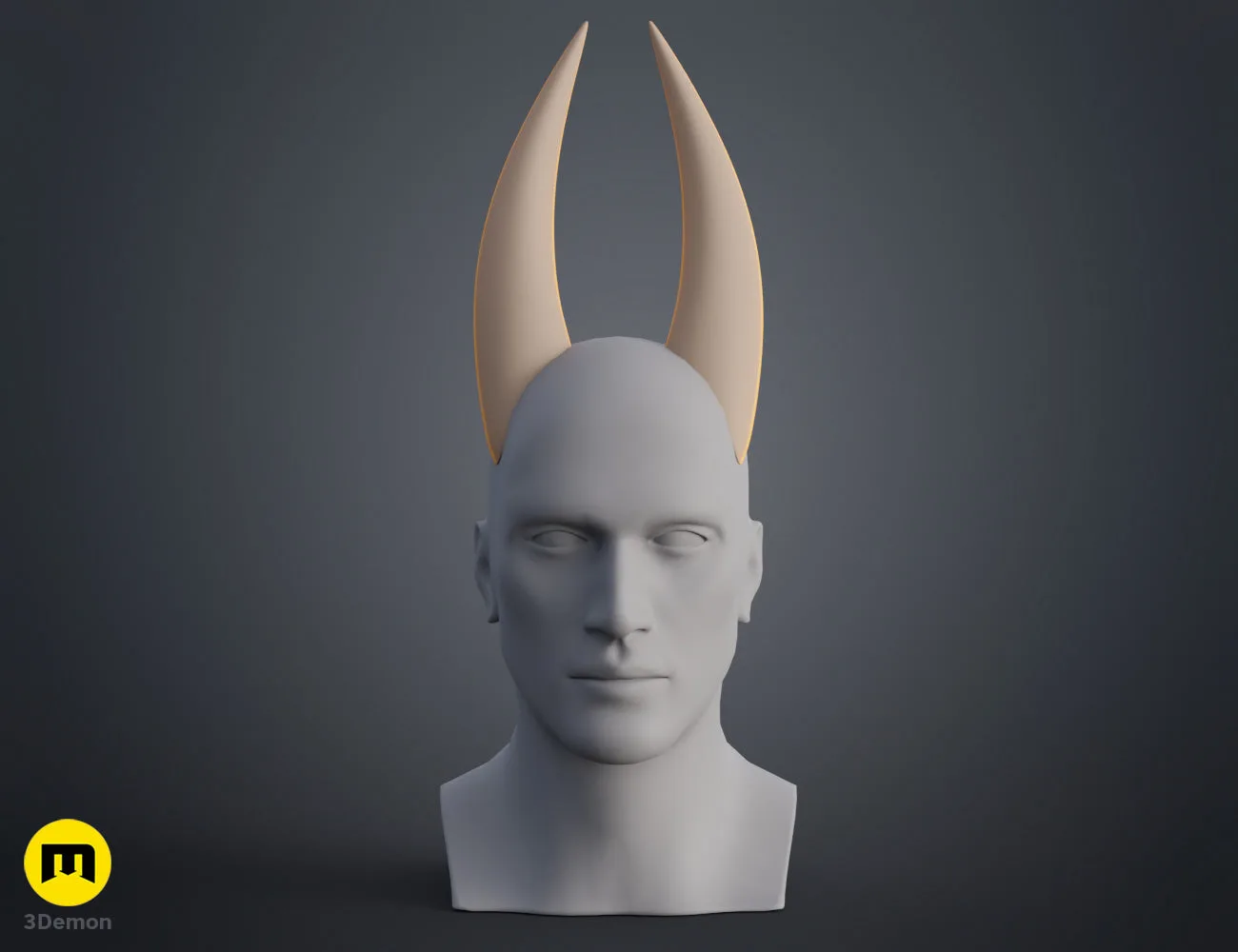 3D render of Hollow Knight Hornet Horns grey STL model showing long sharp horn shape by 3Demon