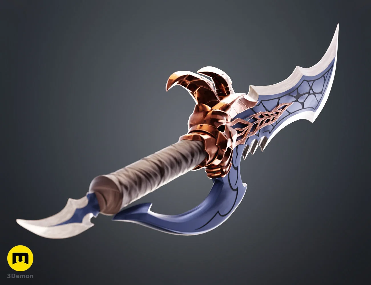 Solo Leveling Kasaka's Venom Fang STL, copper and blue cosplay prop weapon, 3D print