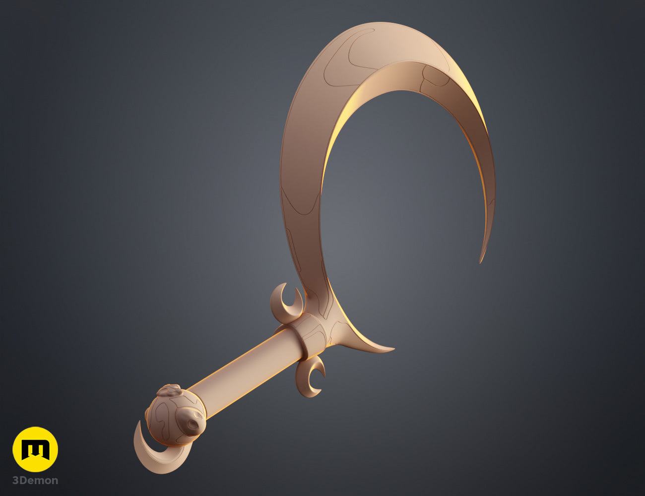 Clay render full side profile of Hades 2 Melinoë Dagger in neutral beige showing straight double-edged blade with ornate guard and handle total proportion