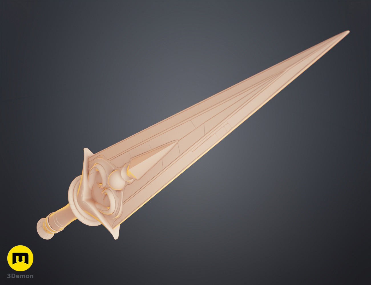 Cel-shaded back view of Hades 2 Melinoë Dagger showing reverse side of teal blade guard and orange handle with consistent cel-shaded painting scheme