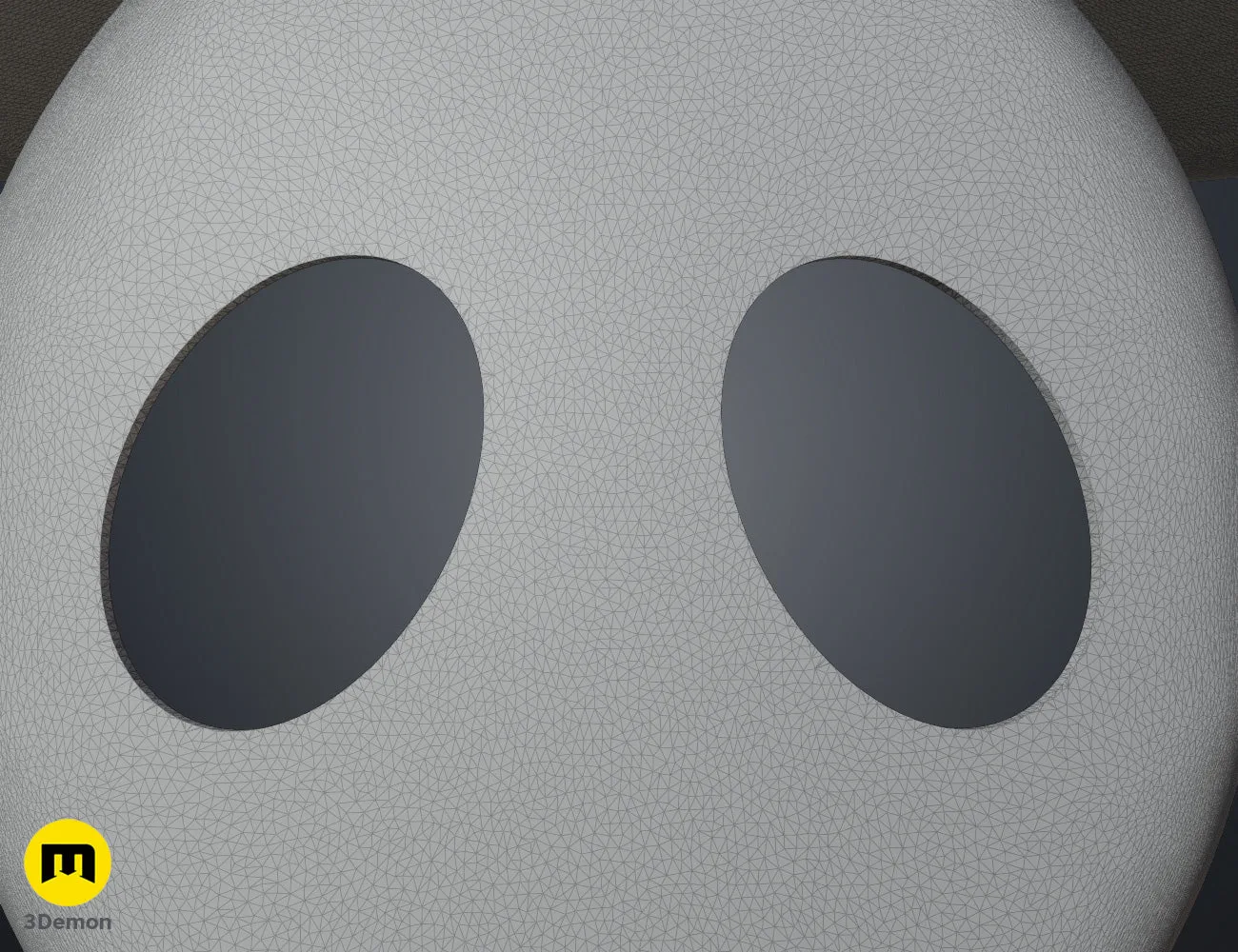 Detailed wireframe mesh render of Sherma mask eye holes from Hollow Knight Silksong by 3Demon