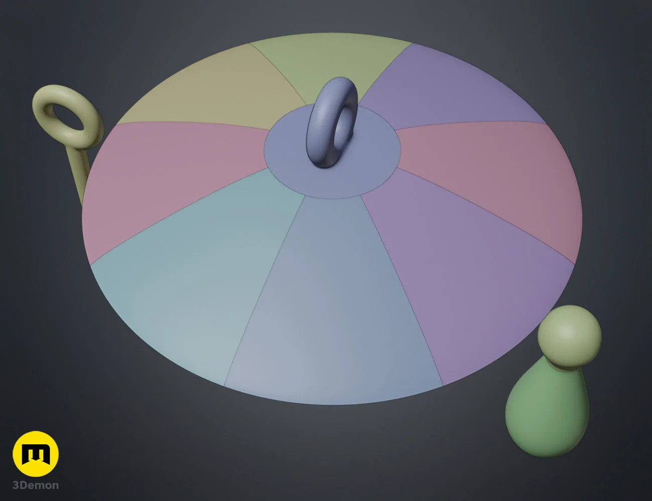 Assembly render of Sherma hat from Hollow Knight Silksong with color-coded 3D printable segments