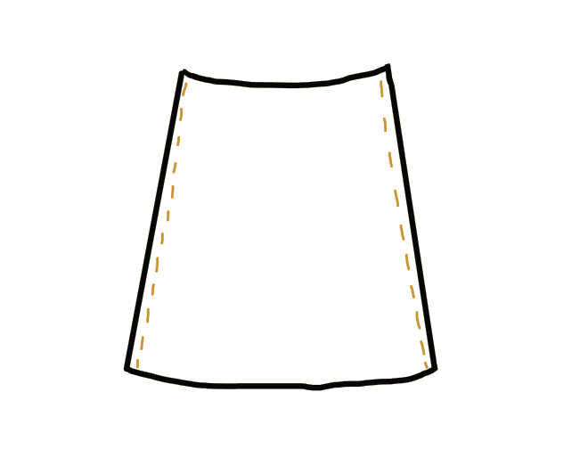 Skirt pattern piece for the brown overdress