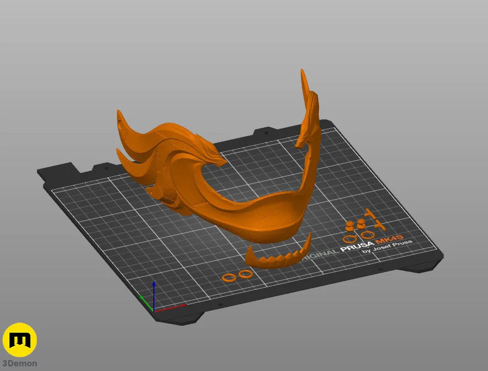 STL file preview of Ghost of Yotei Twin Wolves samurai mask 3D print model by 3Demon