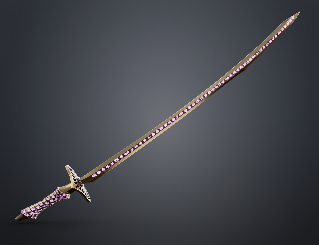 Coloured render 3D print STL model Medalum sword from Clair Obscur: Expedition 33 cover