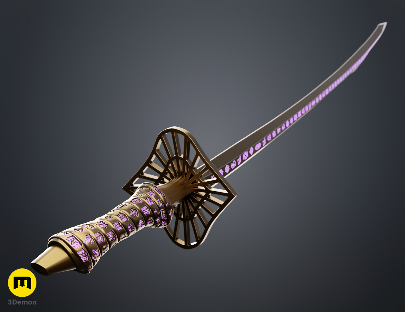 Coloured render 3D print STL model Medalum sword from Clair Obscur: Expedition 33 handle