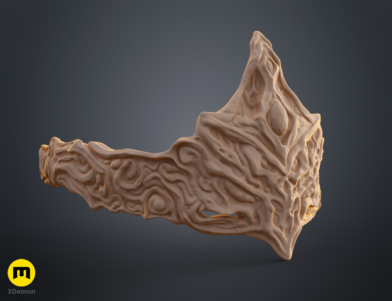 Render of 3D print STL Fire Keeper Mask inspired by Dark Souls side