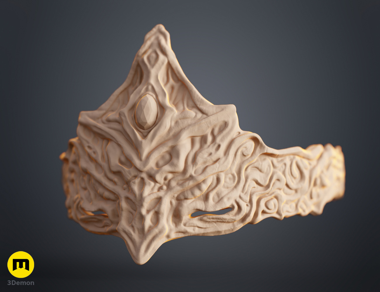 Render of 3D print STL Fire Keeper Mask inspired by Dark Souls side