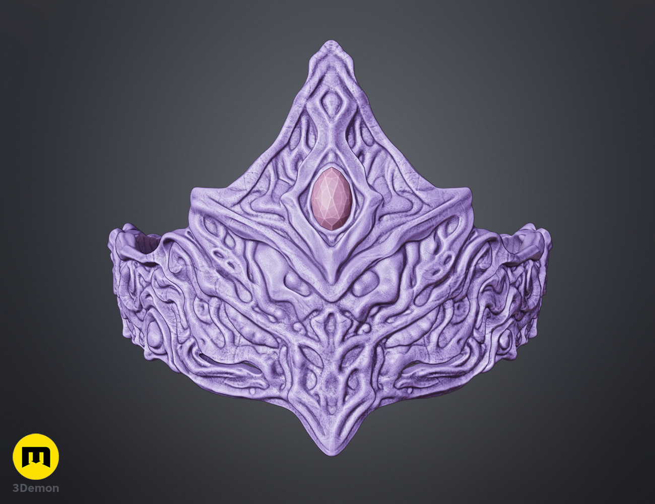 Assembly render of 3D print STL Fire Keeper Mask inspired by Dark Souls