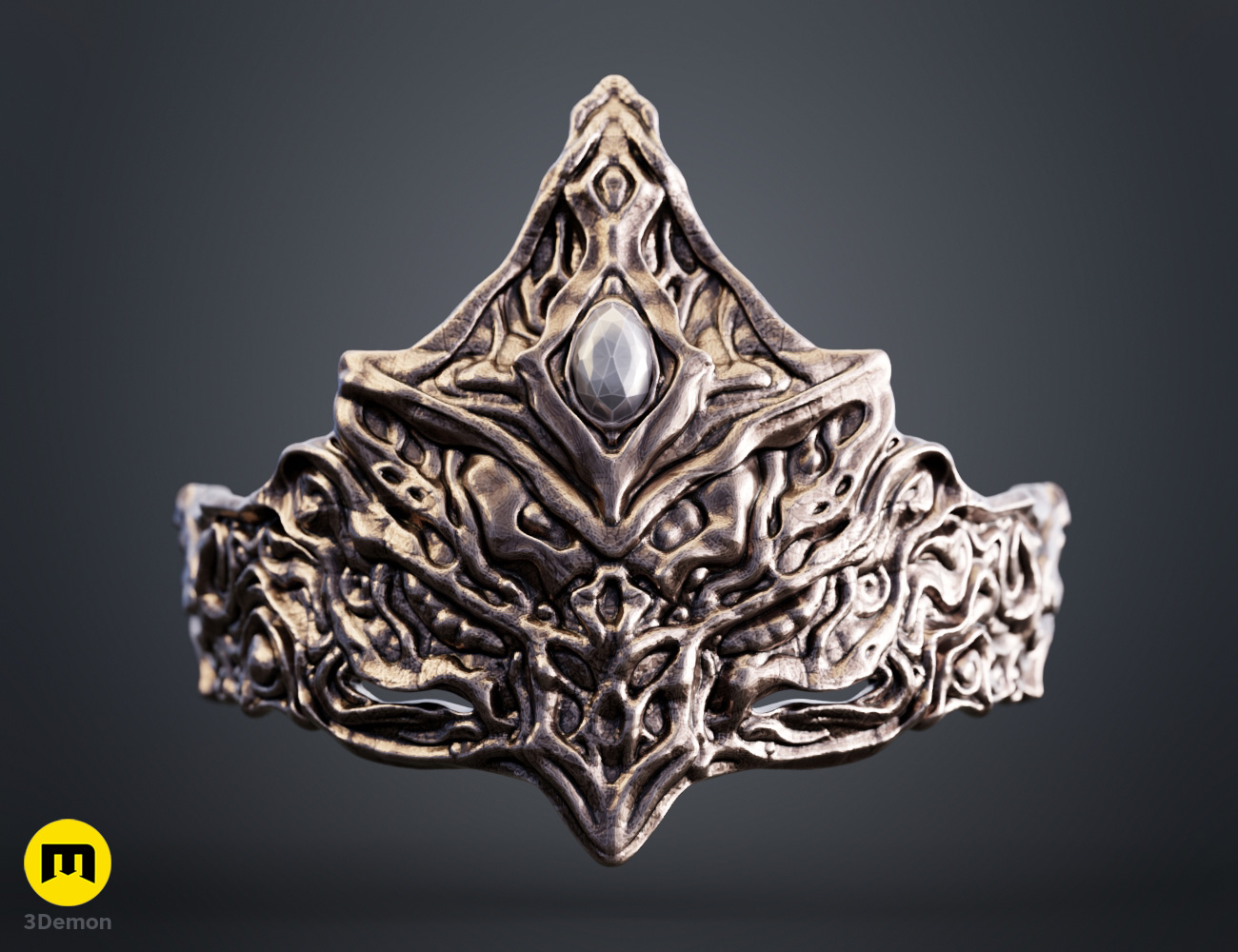Front side coloured render of 3D print STL Fire Keeper Mask inspired by Dark Souls