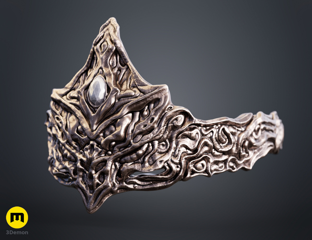 Sider coloured render of 3D print STL Fire Keeper Mask inspired by Dark Souls