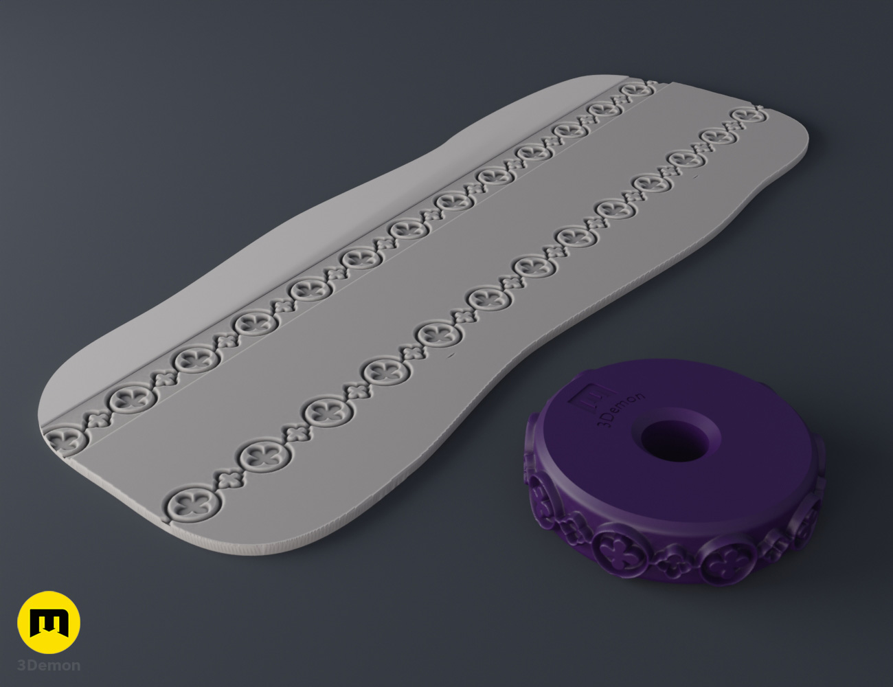 Gothic roller render print stl tool for clay, baking and diy 3