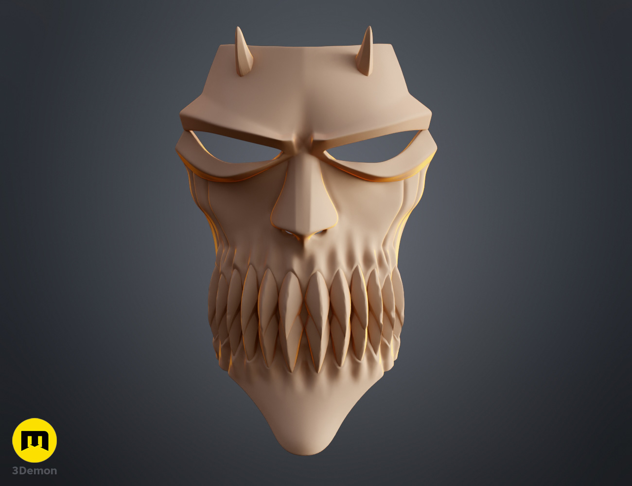 Render of Love Aikawa Hollow Mask from Bleach 3dprint stl 3Demon front