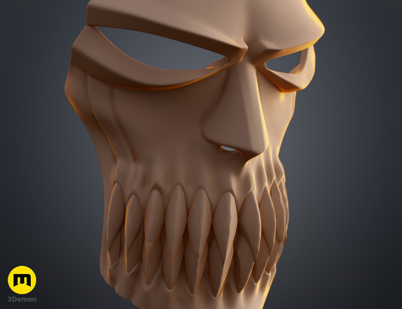Render of Love Aikawa Hollow Mask from Bleach 3dprint stl 3Demon detail