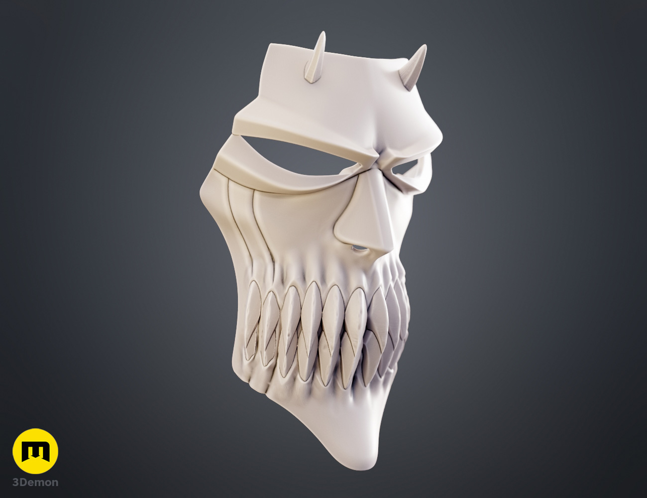 Coloured render of Love Aikawa Hollow Mask from Bleach 3dprint stl 3Demon side