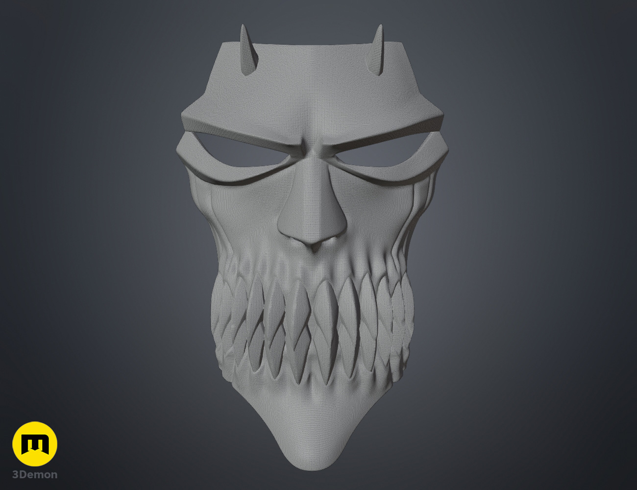 Render of Love Aikawa Hollow Mask from Bleach 3dprint stl 3Demon mesh