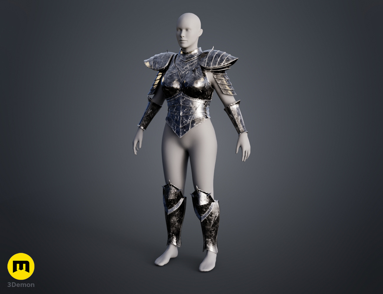 Coloured render of Dark Enchantress Armor from Lords of the Fallen 3D print STL 3Demon side